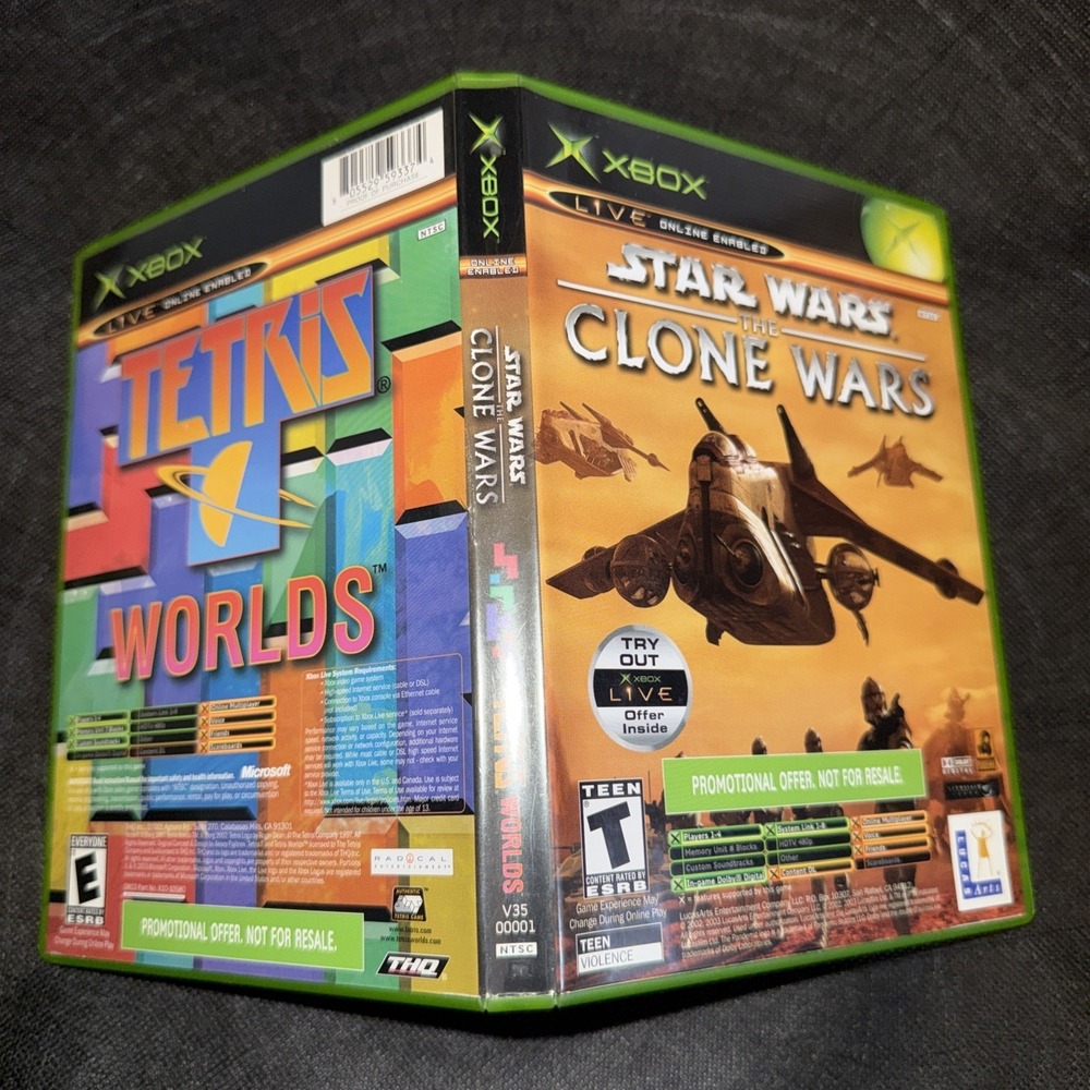 Star Wars: The Clone Wars / Tetris Worlds‎ (Xbox, 2003) Complete  Clean Disc